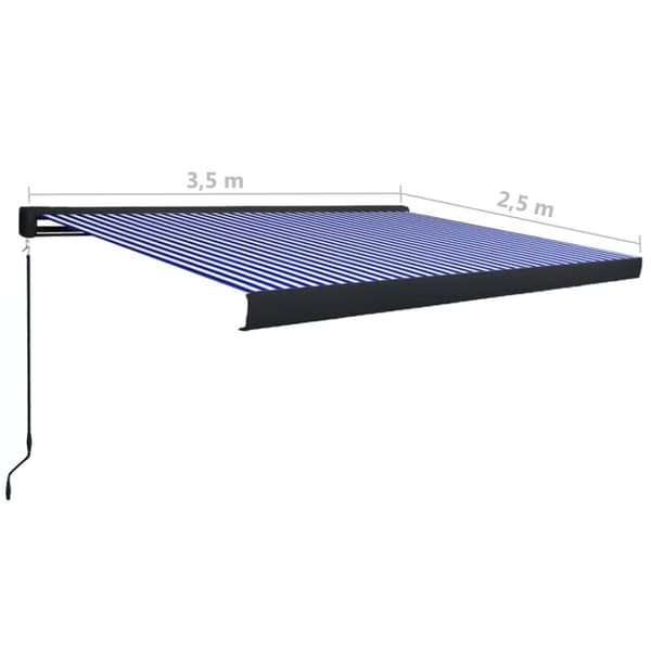 The Living Store Manuaalinen kasettimarkiisi 350x250 cm sininen ja valkoinen - Markiisit