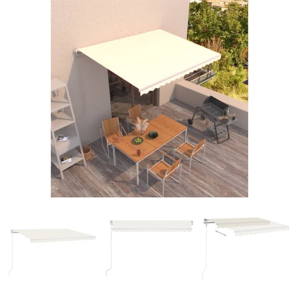 The Living Store Manuaalisesti sisäänkelattava markiisi 400x350 cm kerma -  Markiisit