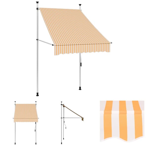 The Living Store Sisäänkelattava markiisi 100 cm oranssivalkoiset raidat - Markiisit
