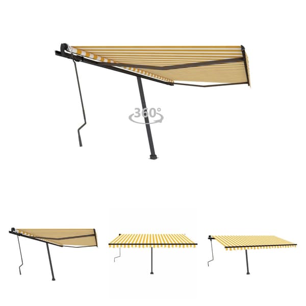 The Living Store Vapaasti seisova sisäänkelattava markiisi 450x300 cm keltavalk. -  Markiisit