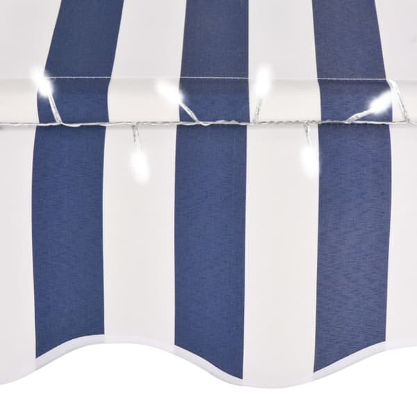 The Living Store Markis manuellt infällbar med LED 250 cm blå och vit - Markiser