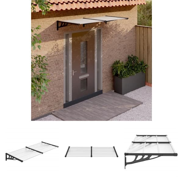 The Living Store dørbaldakin 199x90 cm polycarbonat sort og transparent -  Markiser