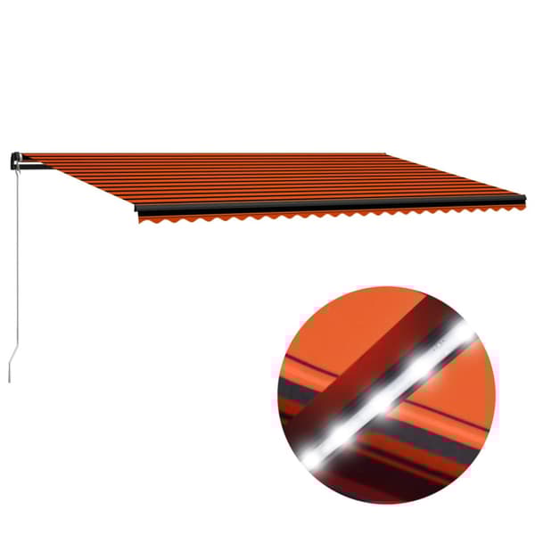 The Living Store Markis manuellt infällbar med LED 600x300 cm orange och brun - Markiser