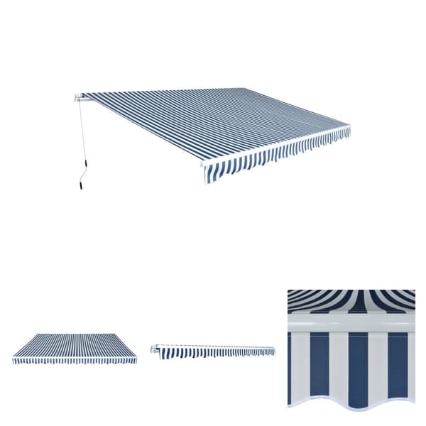 The Living Store Markis manuellt infällbar 450 cm blå/vit - Markiser