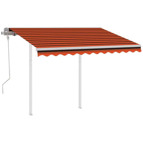 The Living Store Markis med stolpar automatiskt infällbar 3x2,5 m orange/brun -  Markiser