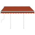 Miniatyrbild 4 av 11: The Living Store Markis med stolpar automatiskt infällbar 3x2,5 m orange/brun -  Markiser