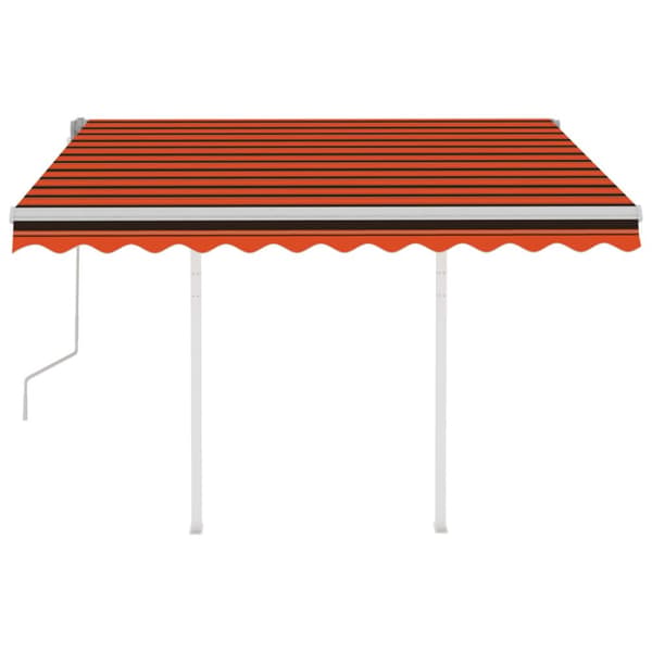 The Living Store Markis med stolpar automatiskt infällbar 3x2,5 m orange/brun -  Markiser