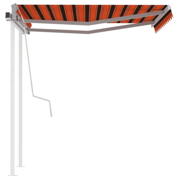 The Living Store Markis med stolpar automatiskt infällbar 3x2,5 m orange/brun -  Markiser