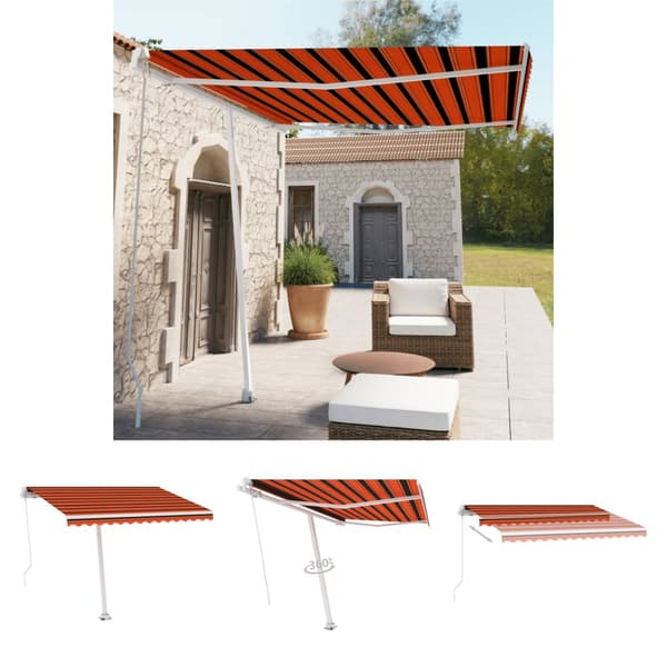 The Living Store Fristående markis manuell 300x250 cm orange/brun -  Markiser