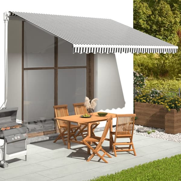 The Living Store Markisväv antracit och vit 4x3 m - Markiser