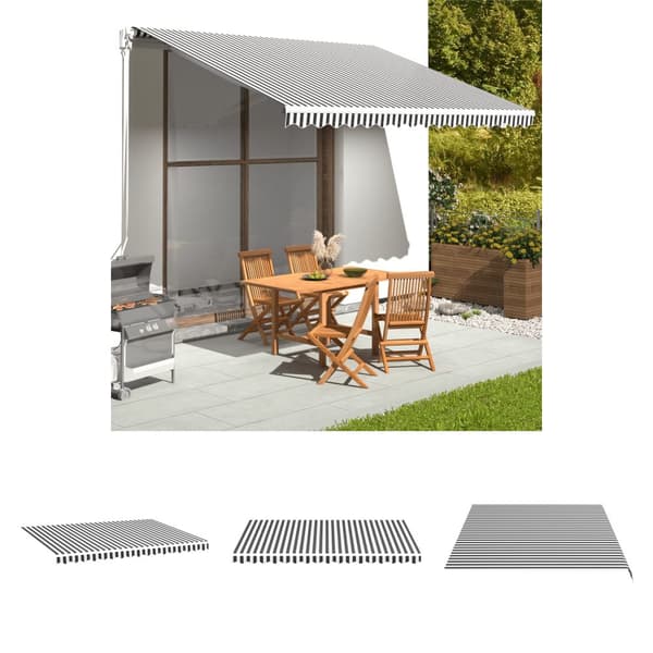 The Living Store Markisväv antracit och vit 4x3 m -  Markiser
