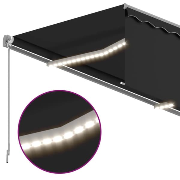 The Living Store Manuell markis med rullgardin och LED 4x3m antracit - Markiser