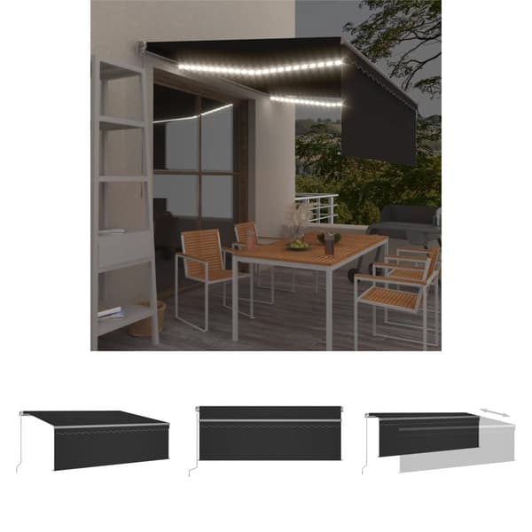 The Living Store Manuell markis med rullgardin och LED 4x3m antracit - Markiser