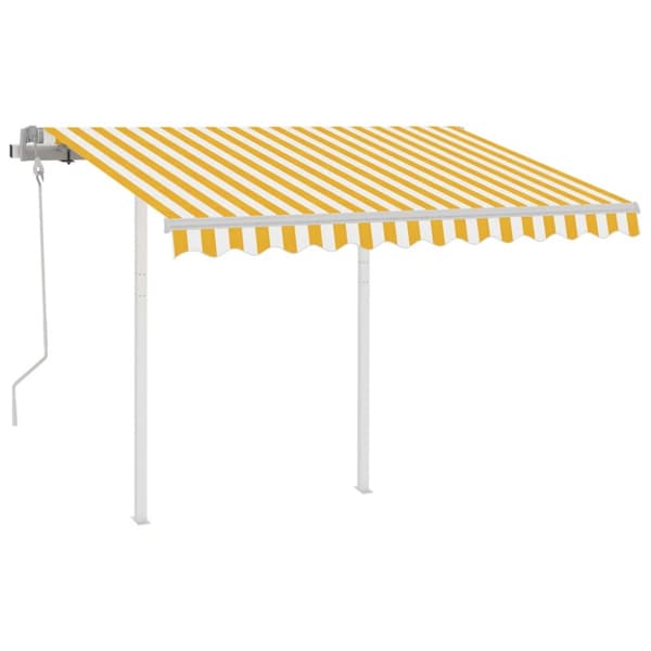 The Living Store Manuaalisesti kelattava markiisi tolpilla 3x2,5m keltavalkoinen -  Markiisit