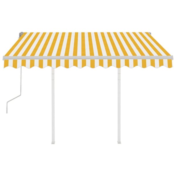 The Living Store Manuaalisesti kelattava markiisi tolpilla 3x2,5m keltavalkoinen -  Markiisit
