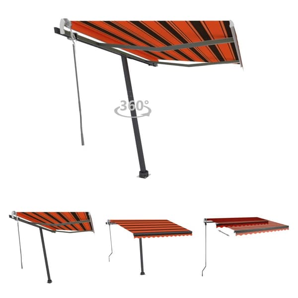 The Living Store Fristående markis manuellt infällbar 350x250 cm orange/brun - Markiser