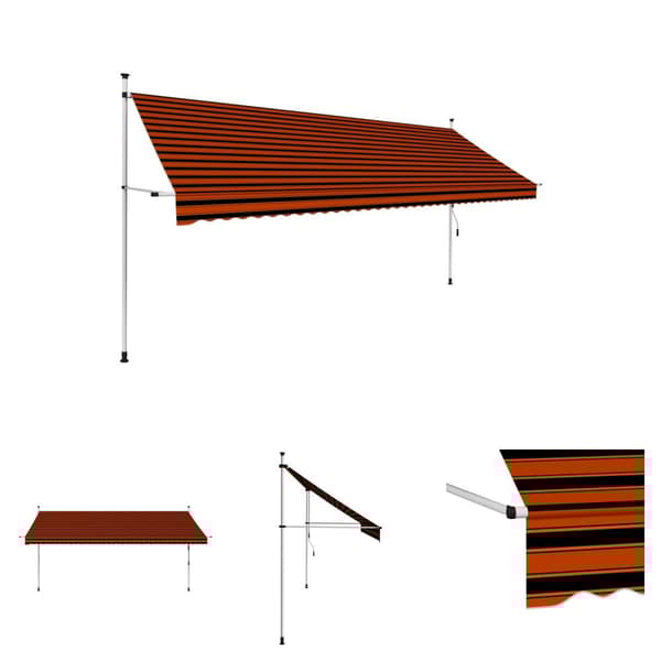The Living Store manuel foldemarkise 400 cm orange og brun -  Markiser