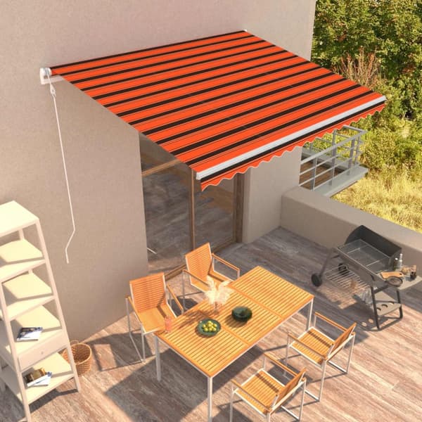 The Living Store automatisk foldemarkise 400 x 300 cm orange og brun -  Markiser