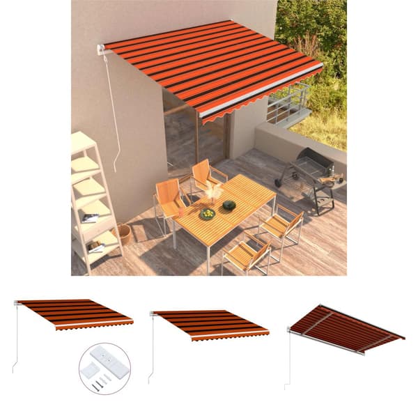 The Living Store automatisk foldemarkise 400 x 300 cm orange og brun -  Markiser