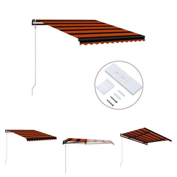 The Living Store foldemarkise automatisk betjening 300x250 cm orange og brun -  Markiser