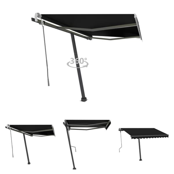 The Living Store Fristående markis manuellt infällbar 300x250 cm antracit - Markiser