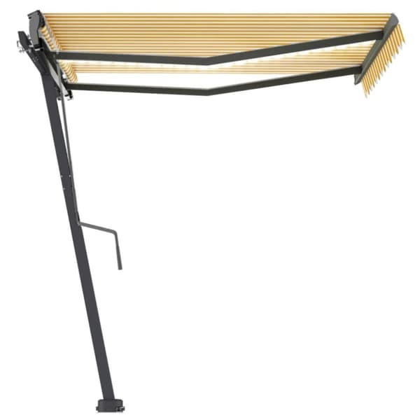 The Living Store Markis manuellt infällbar med LED 300x250 cm gul och vit -  Markiser