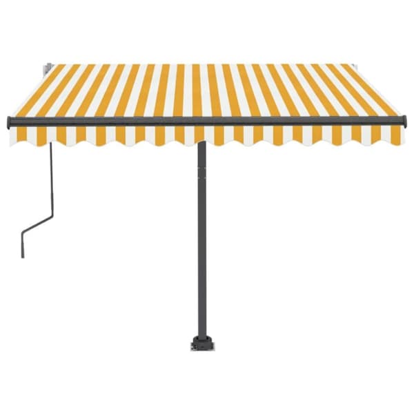 The Living Store Markis manuellt infällbar med LED 300x250 cm gul och vit -  Markiser