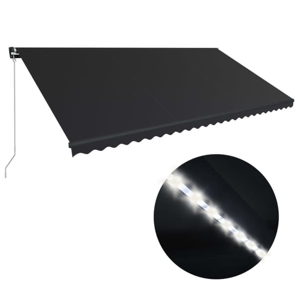 The Living Store Markis manuellt infällbar med LED 600x300 cm antracit - Markiser