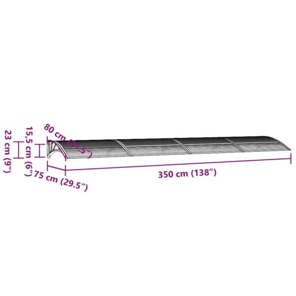 The Living Store dørbaldakin 350x75 cm polycarbonat sort -  Markiser