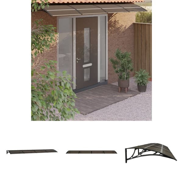 The Living Store dørbaldakin 350x75 cm polycarbonat sort -  Markiser