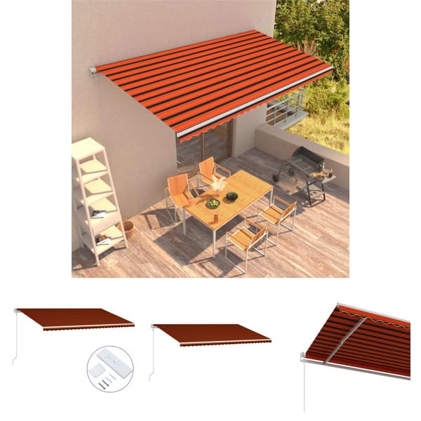 The Living Store Markis automatiskt infällbar 600x300 cm orange och brun -  Markiser