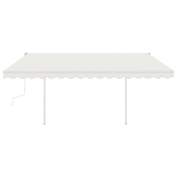 The Living Store Markis med LED manuellt infällbar 4x3 m gräddvit -  Markiser