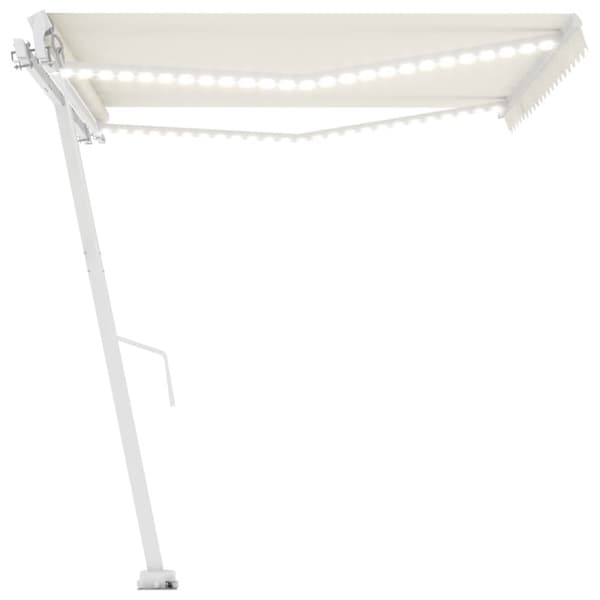 The Living Store markise m. LED-lys 400x300 cm manuel betjening cremefarvet -  Markiser