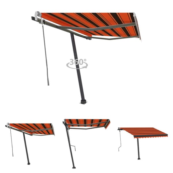 The Living Store Fristående markis manuell 300x250 cm orange/brun -  Markiser