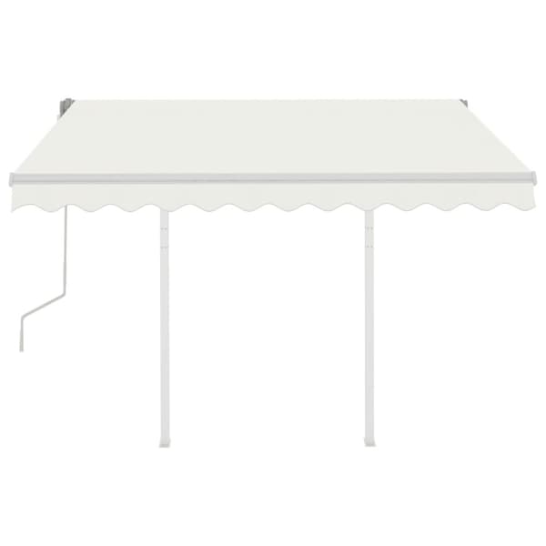 The Living Store Markis med stolpar manuellt infällbar 3,5x2,5 m gräddvit -  Markiser