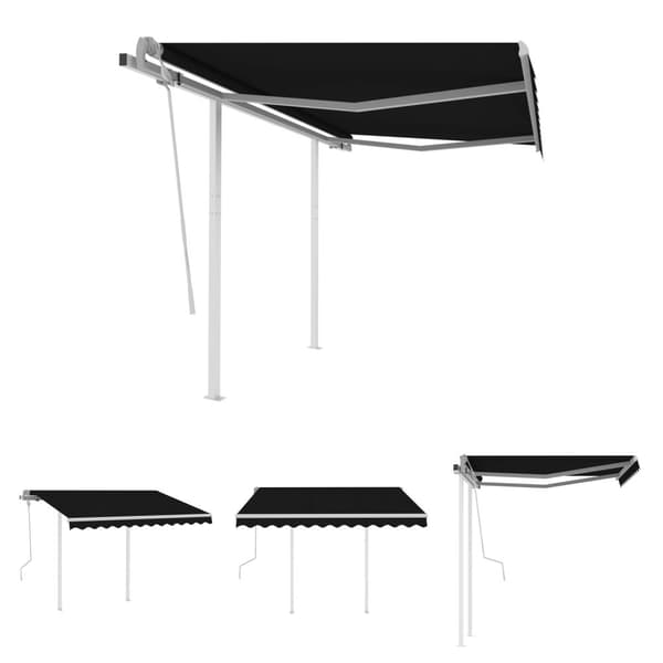 The Living Store Markis med stolpar manuellt infällbar 3x2,5 m antracit - Markiser