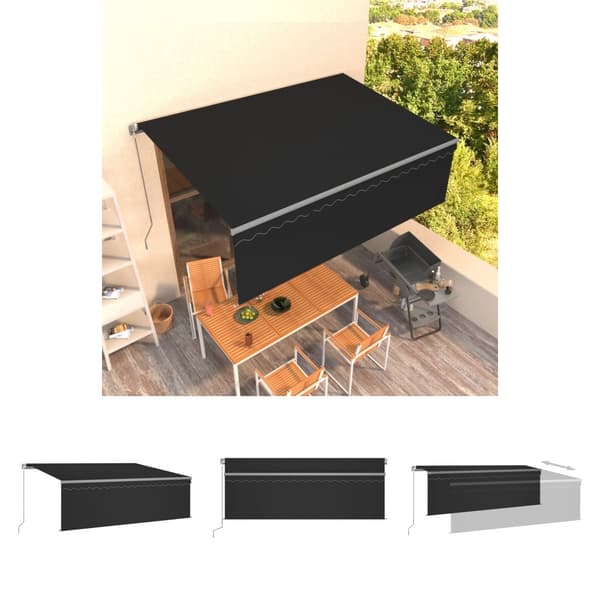 The Living Store Manuell markis med rullgardin 4x3m antracit -  Markiser