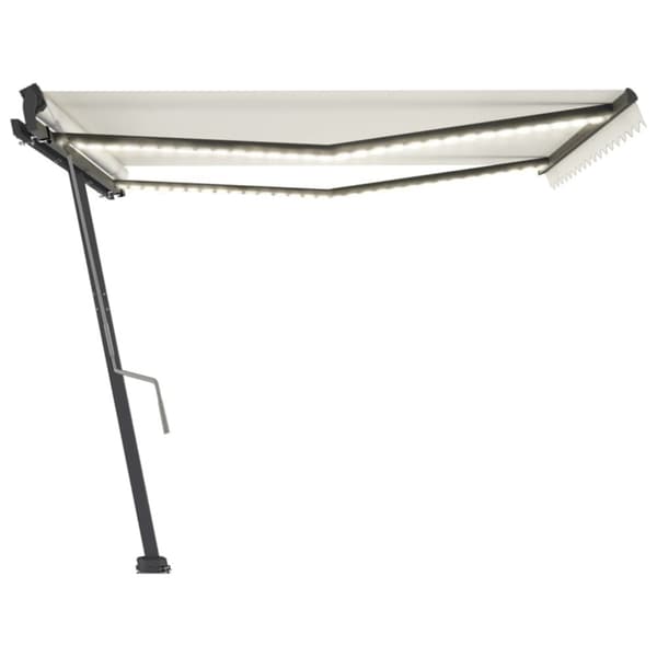 The Living Store markise m. LED-lys 400x300 cm manuel betjening cremefarvet - Markiser
