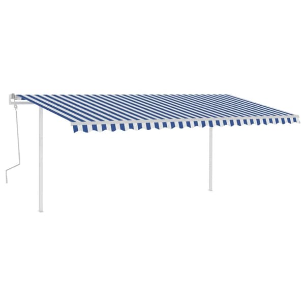 The Living Store Manuaalisesti kelattava markiisi tolpilla 5x3 m sinivalkoinen - Markiisit