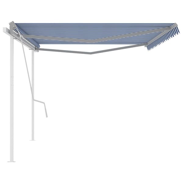 The Living Store Manuaalisesti kelattava markiisi tolpilla 5x3 m sinivalkoinen - Markiisit