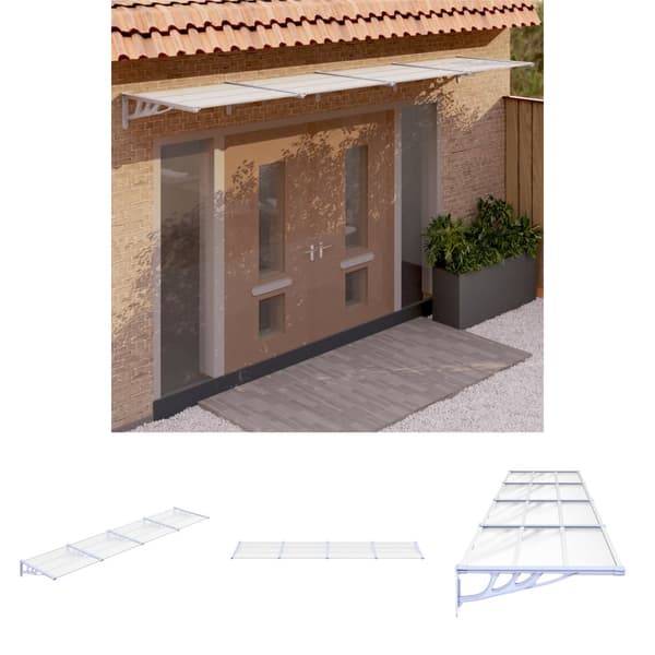 The Living Store dørbaldakin 396x90 cm polycarbonat grå og transparent -  Markiser