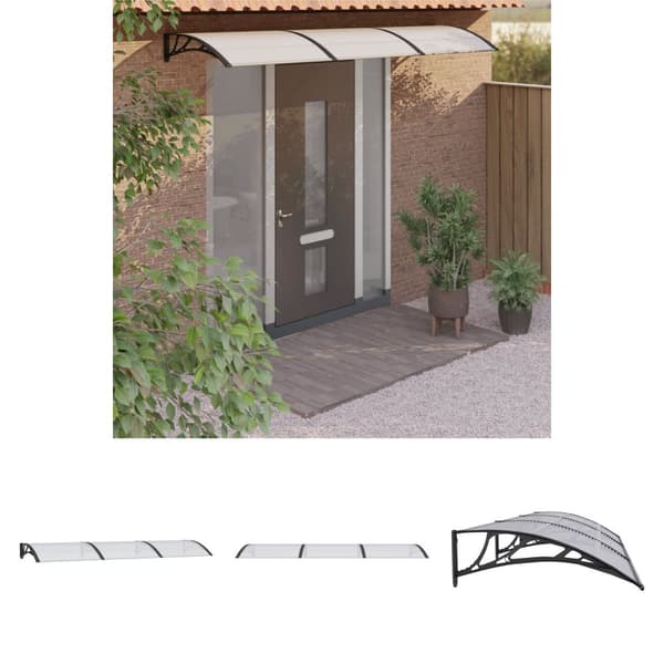The Living Store Entrétak svart och transparent 300x80 cm polykarbonat -  Markiser