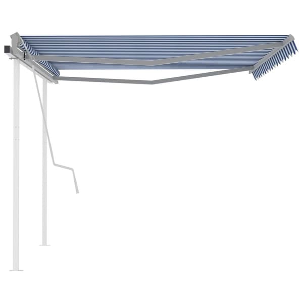 The Living Store Manuaalisesti kelattava markiisi tolpilla 4x3 m sinivalkoinen - Markiisit