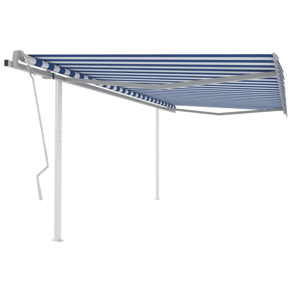 The Living Store Manuaalisesti kelattava markiisi tolpilla 4x3 m sinivalkoinen - Markiisit