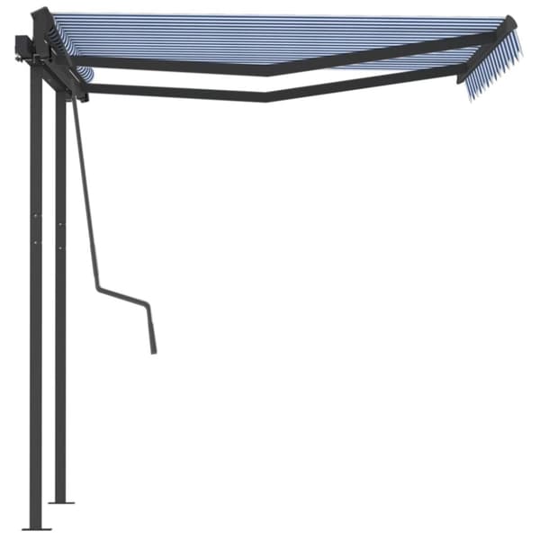 The Living Store Markis med stolpar manuellt infällbar 3,5x2,5 m blå och vit - Markiser
