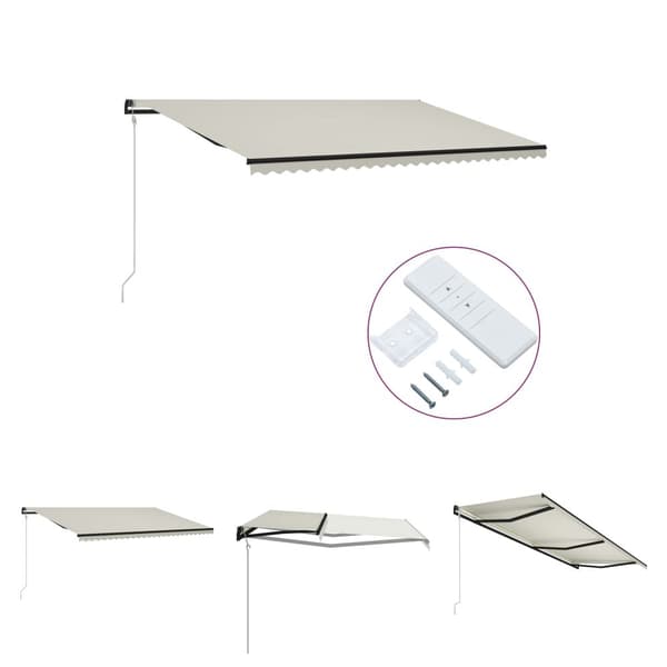 The Living Store Automaattisesti sisäänkelattava markiisi 600x300 cm kerma - Markiisit