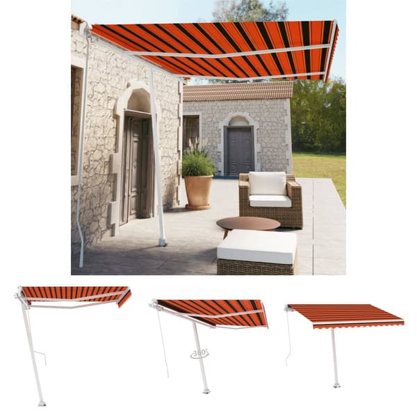 The Living Store Fristående markis manuellt infällbar 350x250 cm orange/brun - Markiser