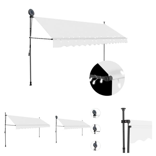 The Living Store Sisäänkelattava markiisi LED-valoilla 350 cm kerma -  Markiisit