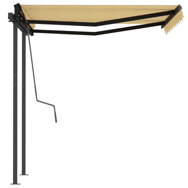 The Living Store markise med stolper 3x2,5 m manuel betjening gul og hvid - Markiser