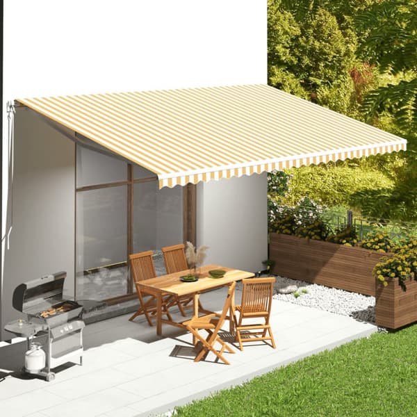 The Living Store Markisväv gul och vit 6x3,5 m -  Markiser